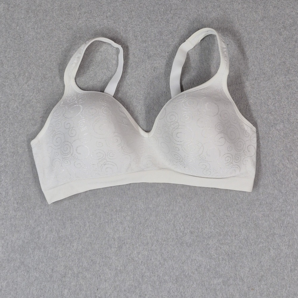 Bali Women Bra 40D White Geometric Lightly Lined T Shirt Wireless Strap